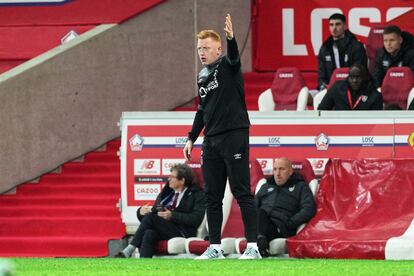 Will Still, during a match between Stade de Reims, the team he manages, and Lille