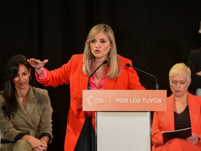 La portavoz política de CS, Patricia Guasp, durante el acto de presentación de candidatos este sábado en Madrid.