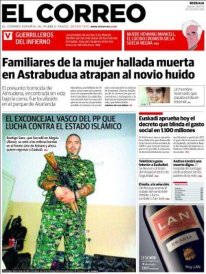 Portada de 'El Correo' con el exconcejal del PP.