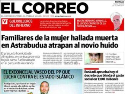 Portada de 'El Correo' con el exconcejal del PP.