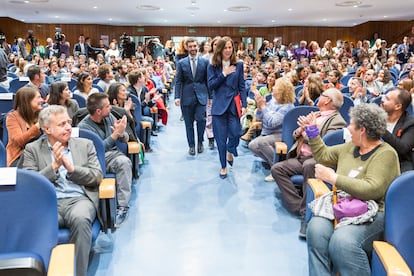 La hasta ahora ministra de Derechos Sociales y Agenda 2030, Ione Belarra, a su llegada para el traspaso de su cartera al exdiputado Pablo Bustunduy.