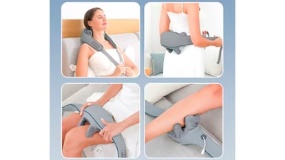 Cervical massage on white background.