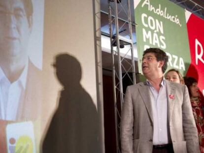 Valderas, en el acto de arranque de campaña en Huelva.