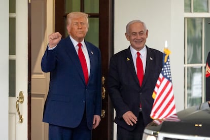 El presidente de EE UU, Donald Trump, y el primer ministro israelí, Benjamín Netanyahu, el 7 de abril en la Casa Blanca.
