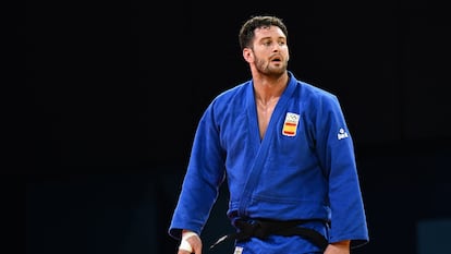 Niko Sherazadishvili, este jueves durante la competición de yudo.