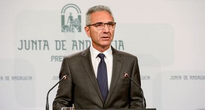 El portavoz del Gobierno andaluz, Miguel Ángel Vázquez, este martes en Sevilla.