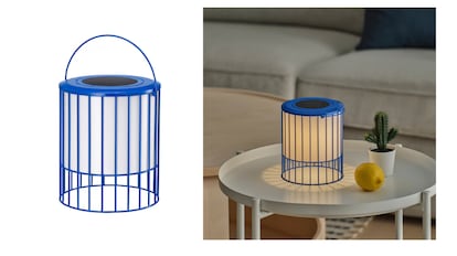 Blue table lamp.