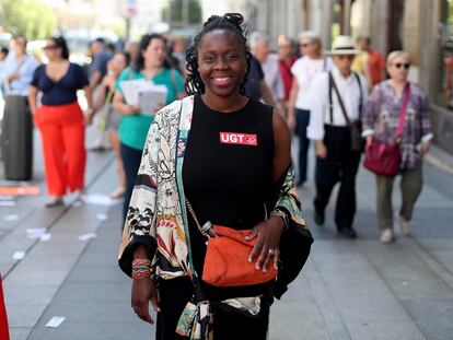 Sara Puye, este lunes en la manifestación del Primero de Mayo en Madrid.