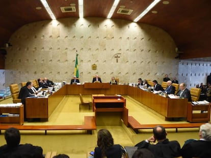 Brazil&#039;s Supreme Federal Tribunal (STF) during a session to discuss the impeachment of President Dilma Rousseff in Brasilia, on December 16, 2015. . AFP PHOTO/EVARISTO SA