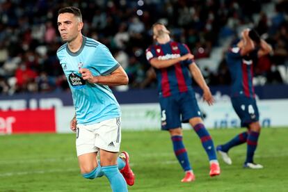 Iago Aspas celebra el primer gol del Celta.