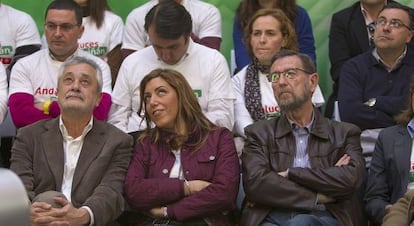 José Antonio Griñán, Susana Díaz y Manuel Gracia, en Sevilla.