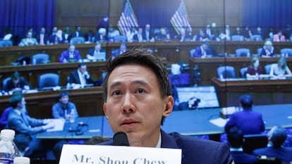 TikTok CEO Shou Zi Chew testifies before a House Energy and Commerce Committee hearing on March 23, 2023.