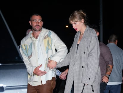 Travis Kelce y Taylor Swift, la noche del 15 de octubre de 2023 en Nueva York.