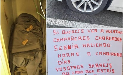 La taquilla con excrementos de perro, un pinchazo y un cartel amenazante en el corcho de la comisaría.