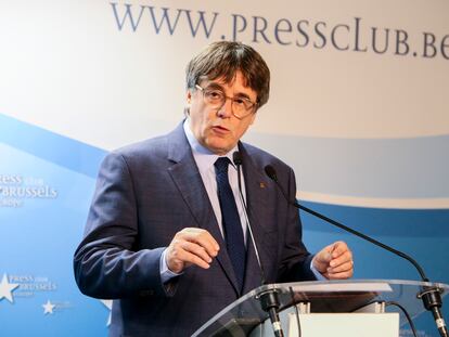 El expresidente de la Generalitat, Carles Puigdemont, este jueves en Bruselas.