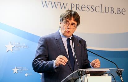 El expresidente de la Generalitat, Carles Puigdemont, este jueves en Bruselas.