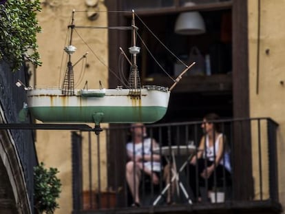 El símbol de la sastreria El Barco, a Barcelona.