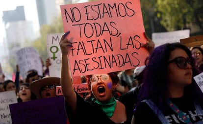 Marcha contra los feminicidios en Ciudad de México.