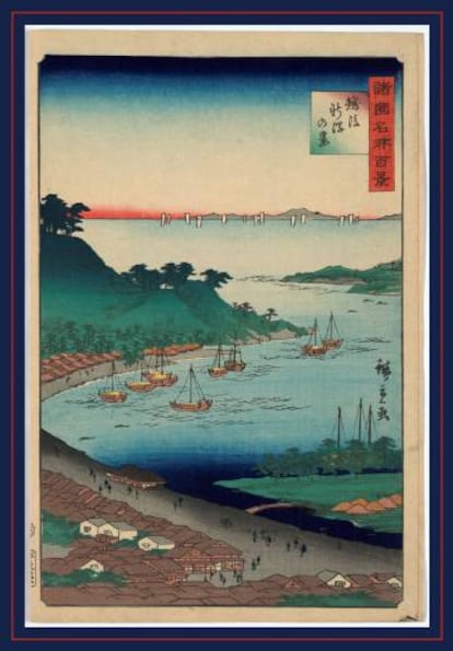 La xilografía Echigo niigata no kei (1858), del pintor japonés Utagawa Hiroshige.