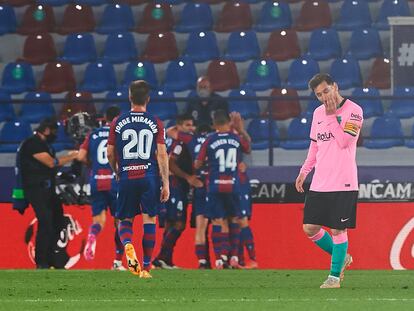 Messi, durante el partido del Barcelona en el campo del Levante.