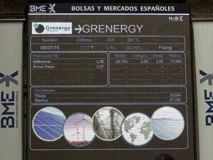 La empresa Grenergy Renovables, especializada en energía solar, en su debut en el Mercado Alternativo Bursátil (MAB).