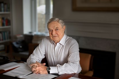 George Soros, durante la entrevista en su residencia de Southampton (Estado de Nueva York).