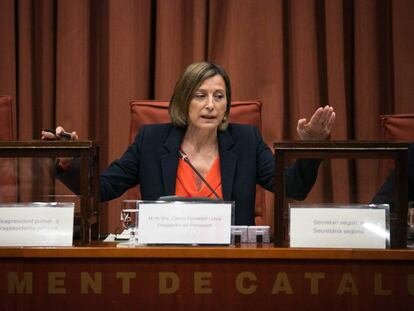 La presidenta del Parlament, Carme Forcadell, este mi&eacute;rcoles. 