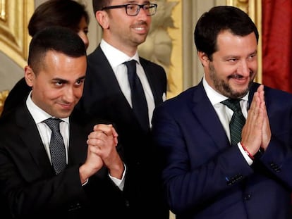 Luigi Di Maio y Matteo Salvini, en una ceremonia en el Quirinal, el pasado junio. 