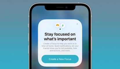 Focus Mode de iOS 15 en un iPhone.