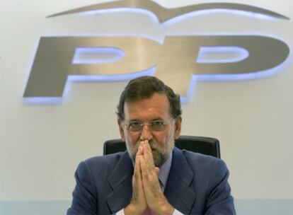 Mariano Rajoy, ayer, al inicio de la reunión del Comité de Dirección de su partido.