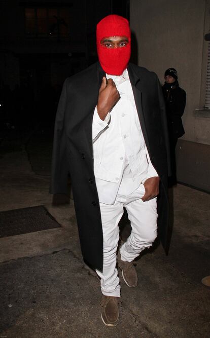 Kanye West attends Martin Margiela show during Paris Fashion Week