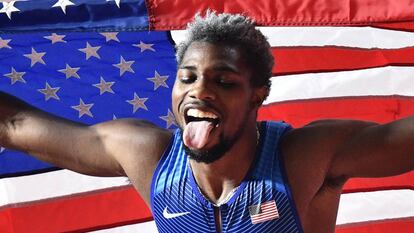 Noah Lyles, tras ganar el Mundial.