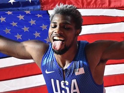 Noah Lyles, tras ganar el Mundial.