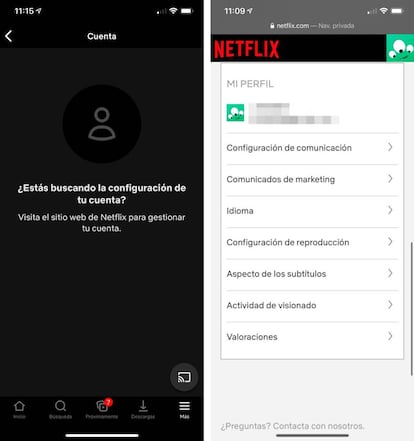 Gestión de la cuenta de Netflix.