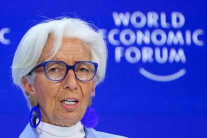 La presidenta del BCE, Christine Lagarde, en el reciente foro de Davos.