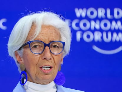 La presidenta del BCE, Christine Lagarde, en el reciente foro de Davos.