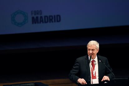 Former Chilean presidential candidate José Antonio Kast speaks during his participation in the forum, this Thursday in Buenos Aires (Argentina). 