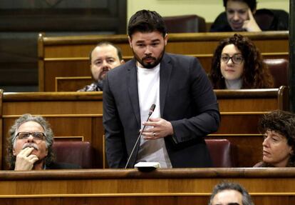 El portaveu d'ERC, Gabriel Rufián, en una sessió de control.