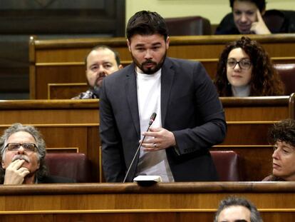 El portaveu d'ERC, Gabriel Rufián, en una sessió de control.