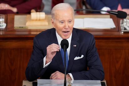 President Joe Biden delivers his State of the Union address to a joint session of Congress at the Capitol, Feb. 7, 2023, in Washington.