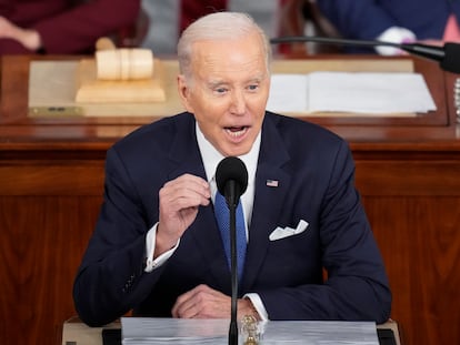 President Joe Biden delivers his State of the Union address to a joint session of Congress at the Capitol, Feb. 7, 2023, in Washington.