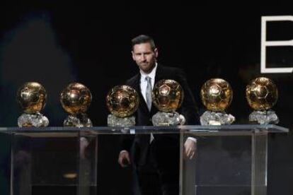 Messi con sus seis balones de oro.