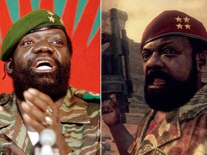 El rebelde angoleño Jonas Savimbi en la vida real y su avatar en la franquicia 'Call of duty'