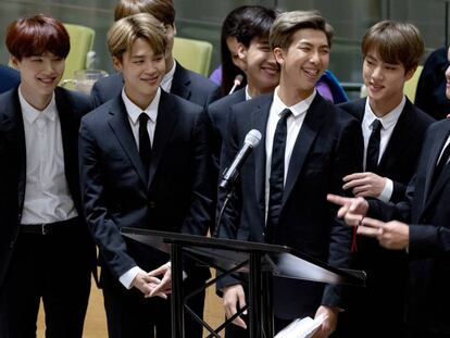 Los miembros de BTS en un acto celebrado el pasado septiembre en Naciones Unidas.