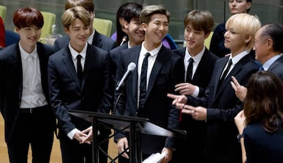 Los miembros de BTS en un acto celebrado el pasado septiembre en Naciones Unidas.