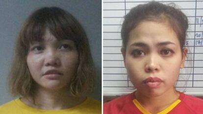 Fotos policiales de la vietnamita Doan Thi Huong y la indonesia Siti Ashyah.