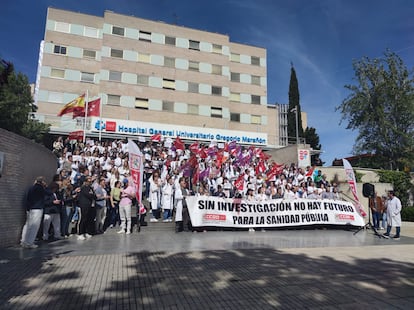 Manifestación de investigadores y científicos de la Comunidad de Madrid por mejoras en sus condiciones laborales, en 2022. Imagen cedida por CC OO.