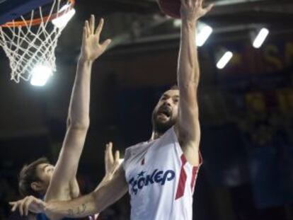 Lorbek y Spanoulis, en un partido en 2013.