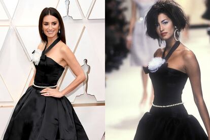 Penélope Cruz acudió a la gala de los Oscar de 2020 con un modelo que reinterpretaba un diseño de Chanel de Alta Costura de 1995. Si en 2009 lució un vestido vintage de Alta Costura de Pierre Balmain que tenía 60 años, en los Oscar de esta edición optó por un estilismo cuyo diseño original tenía 5 años de antigüedad.