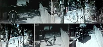En las imágenes ofrecidas por Antena 3 Noticias se observa cómo el terrorista escapa tras tirotear a los españoles. Se cruza con un soldado en la puerta